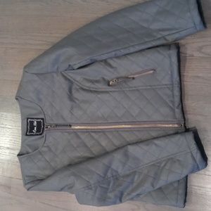 Gray vegan leather jacket large ptp 21"